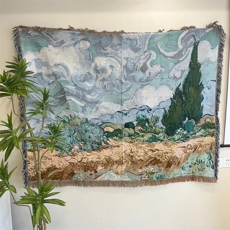 Plapă decorativă tip tapiserie cu imprimeu artistic – Amestec bumbac