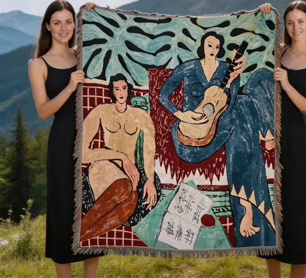 Pătură decorativă tip tapiserie, stil Matisse