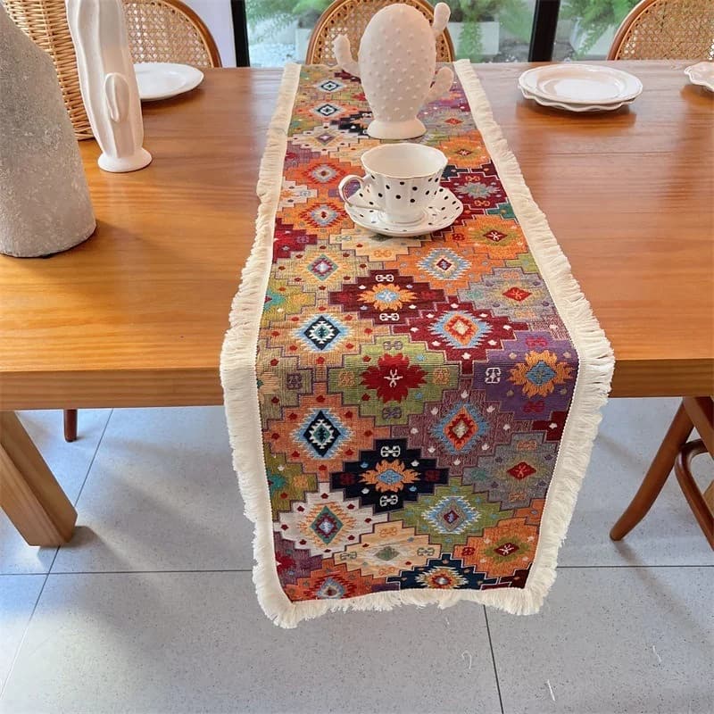 Față de masă vintage din amestec de bumbac pentru sufragerie și living