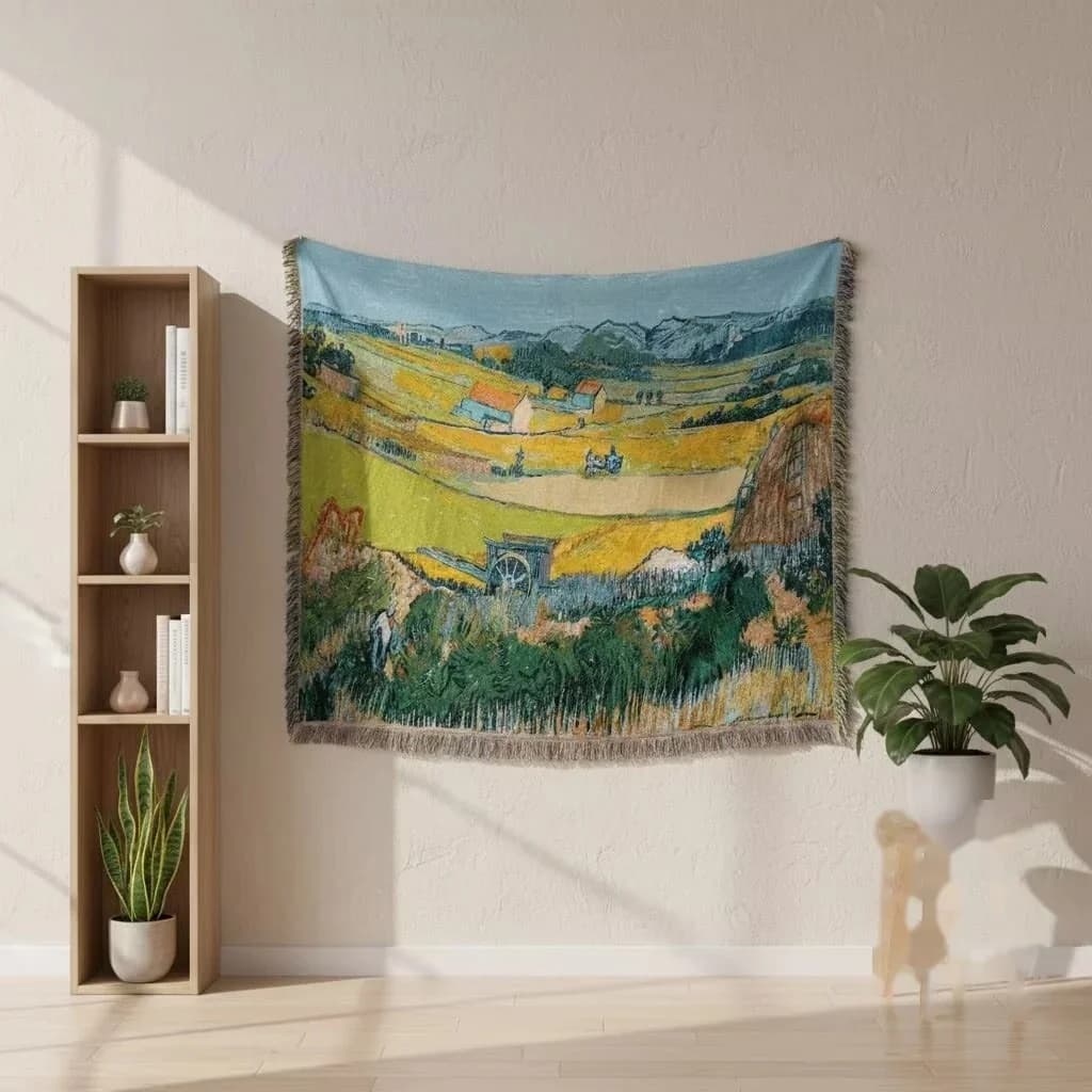 Pătură tip tapiserie în stil Van Gogh din amestec de bumbac, artă de perete și husă de canapea