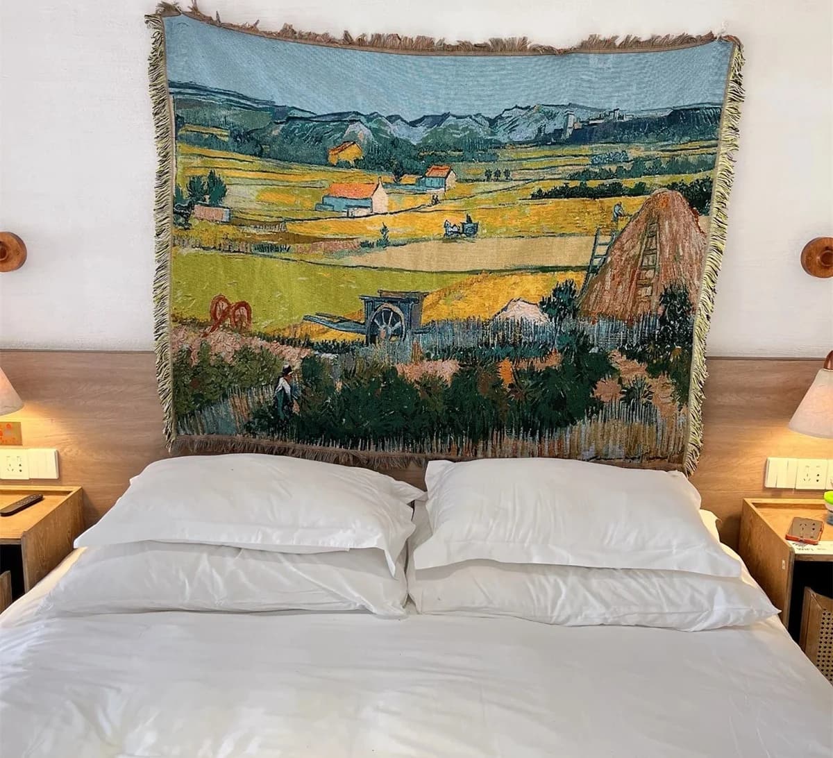 Pătură tricotată cu imprimeu Van Gogh pentru decorul canapelei
