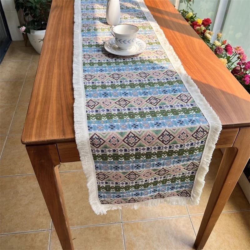 Cale de masă boemă din amestec de bumbac pentru dining și living