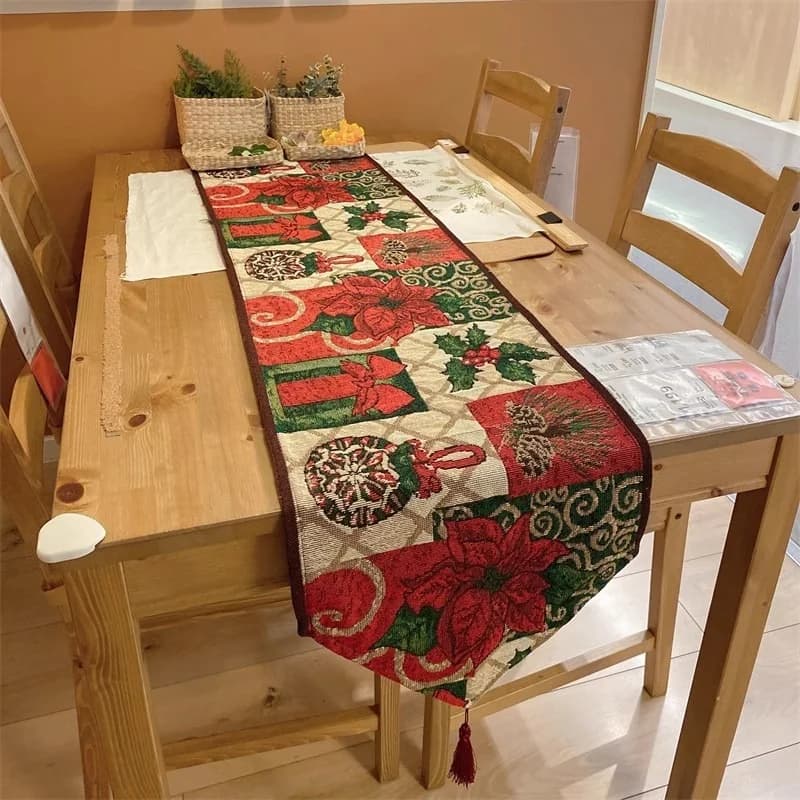 Față de masă de Crăciun din amestec de bumbac pentru decor festiv