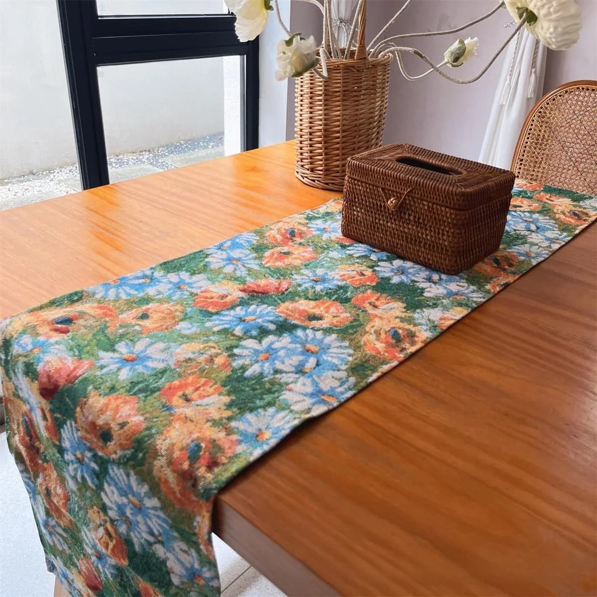 Feșă de masă și suport de farfurie Grădina lui Monet, floral, țesătură din amestec de bumbac