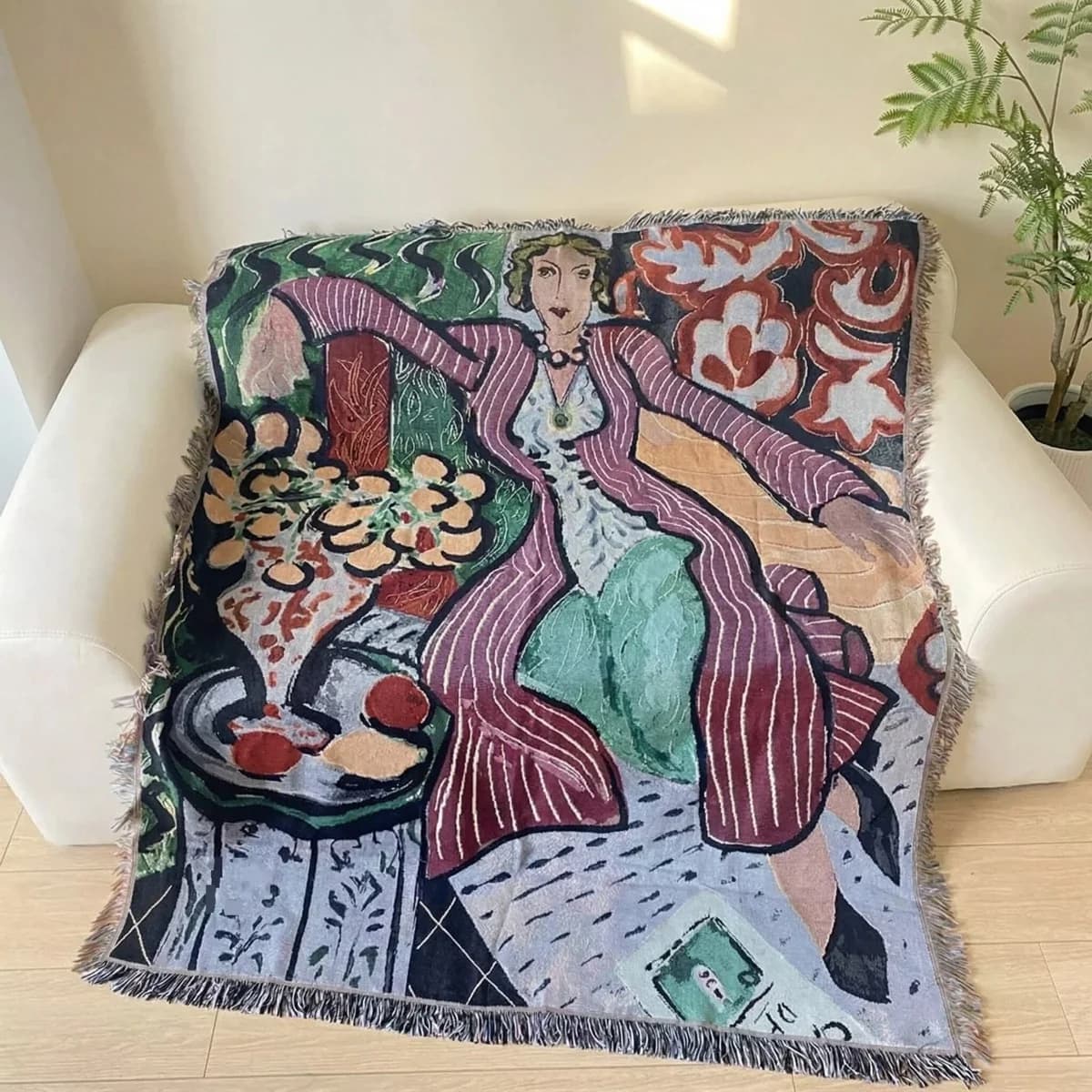 Pătură decorativă tip tapiserie, stil Matisse
