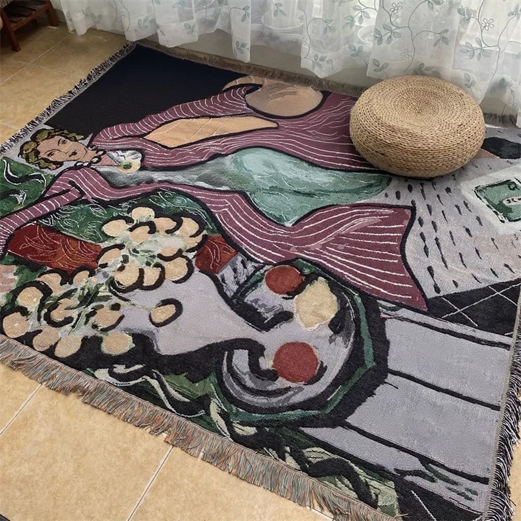 Plaid tapiserie artistică stil Matisse pentru canapea sau decor de perete