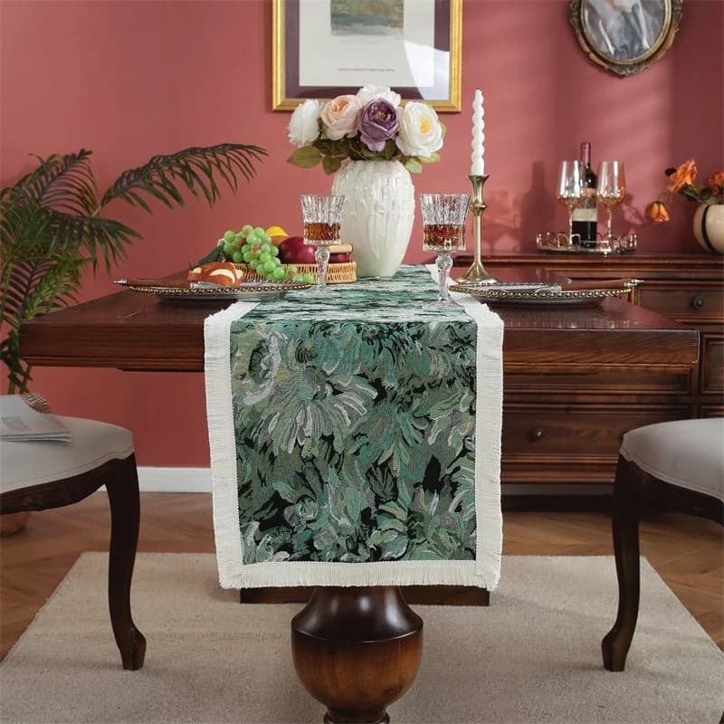 Față de masă vintage din jacard cu model floral