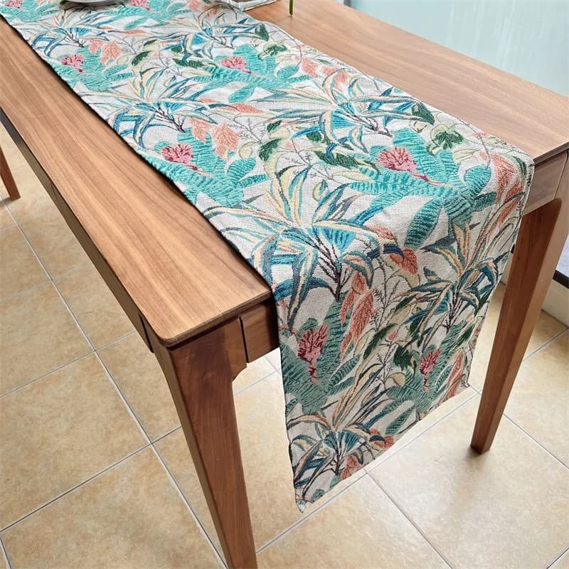Față de masă decorativă, model frunze, stil american, amestec bumbac