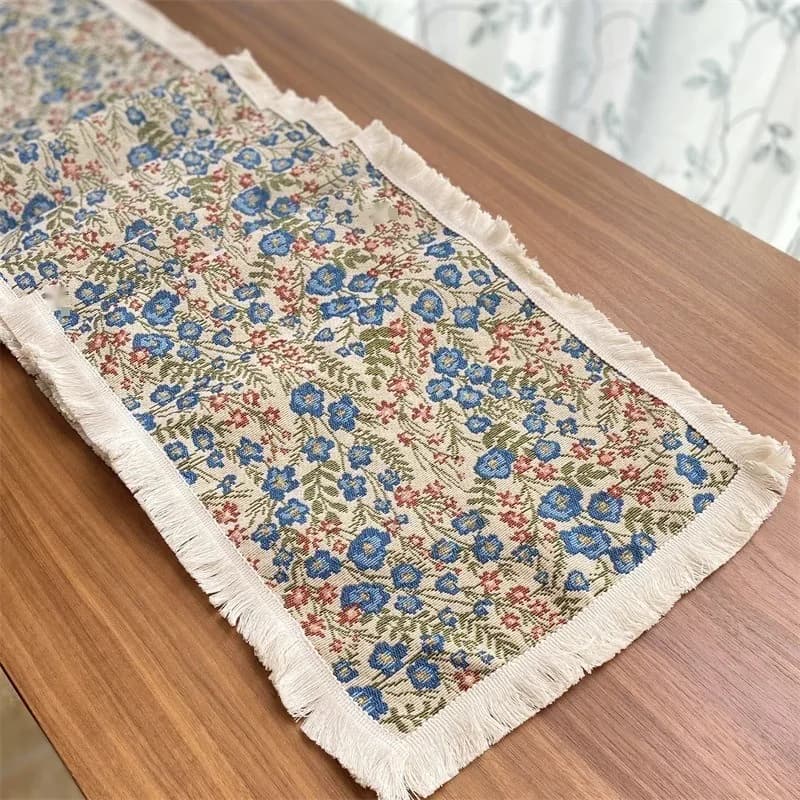 Față de masă florală din amestec de bumbac pentru decor
