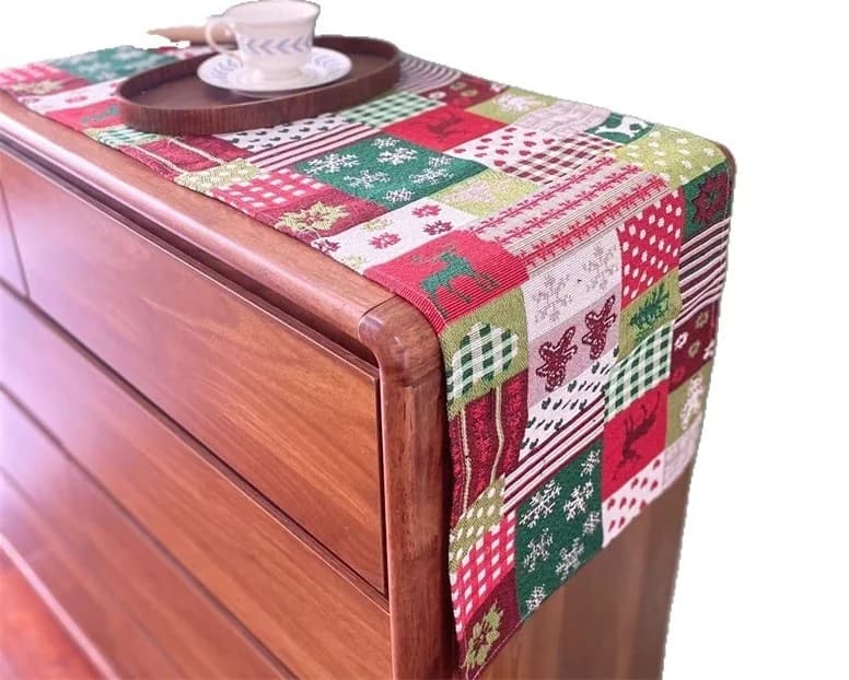 Față de Masă de Crăciun din Bumbac și In, Decor Festiv de Sărbători pentru Dining