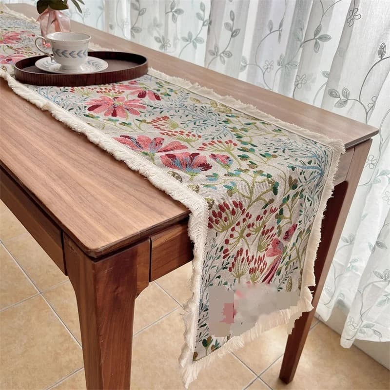 Față de masă Nordic din amestec de bumbac cu model floral