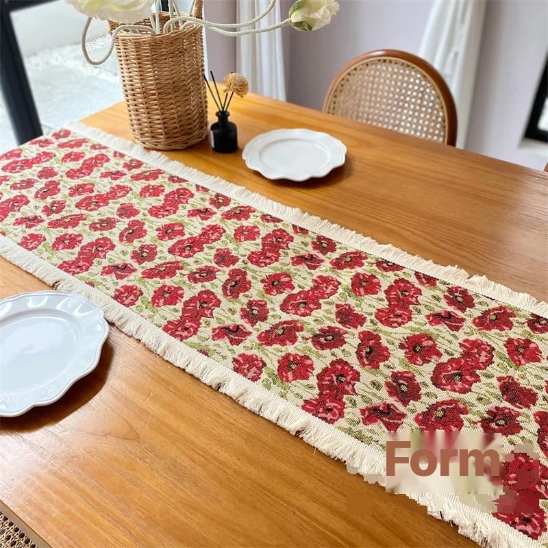 Față de masă florală din amestec de bumbac pentru decorul sufrageriei