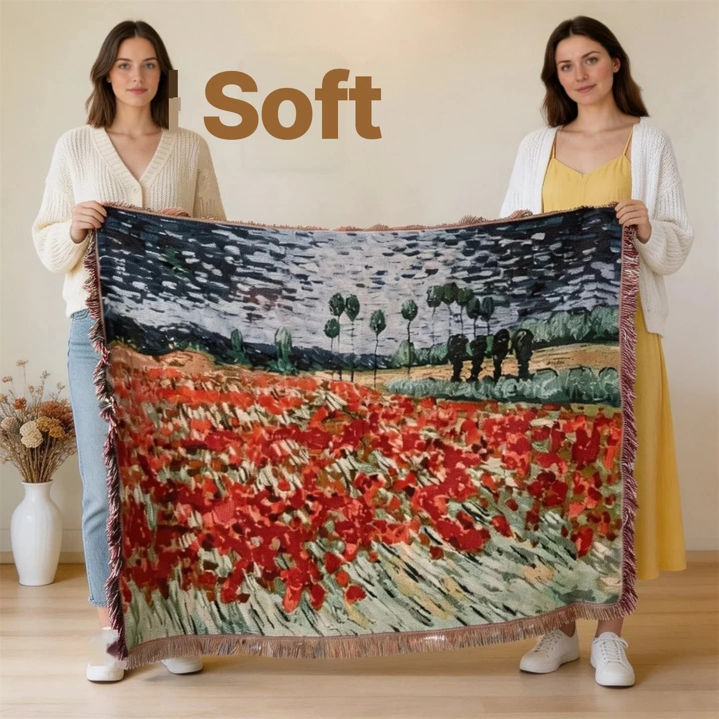 Pătură decorativă tip arazzi, stil Van Gogh, pentru canapea sau perete