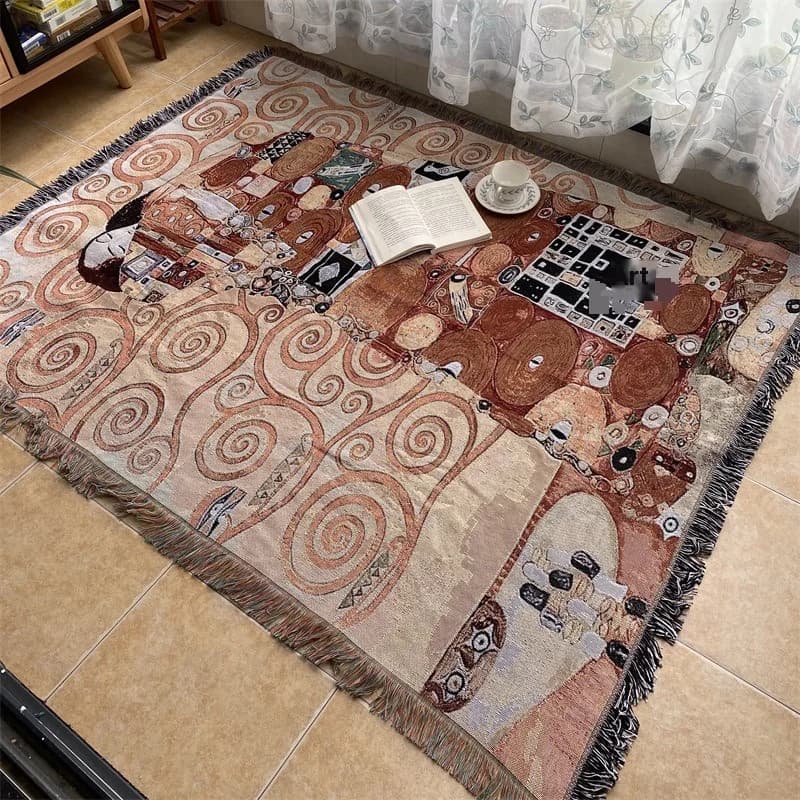 Pătură Decorativă Tip Arazou cu Imprimeu Artistic, pentru Canapea sau Perete