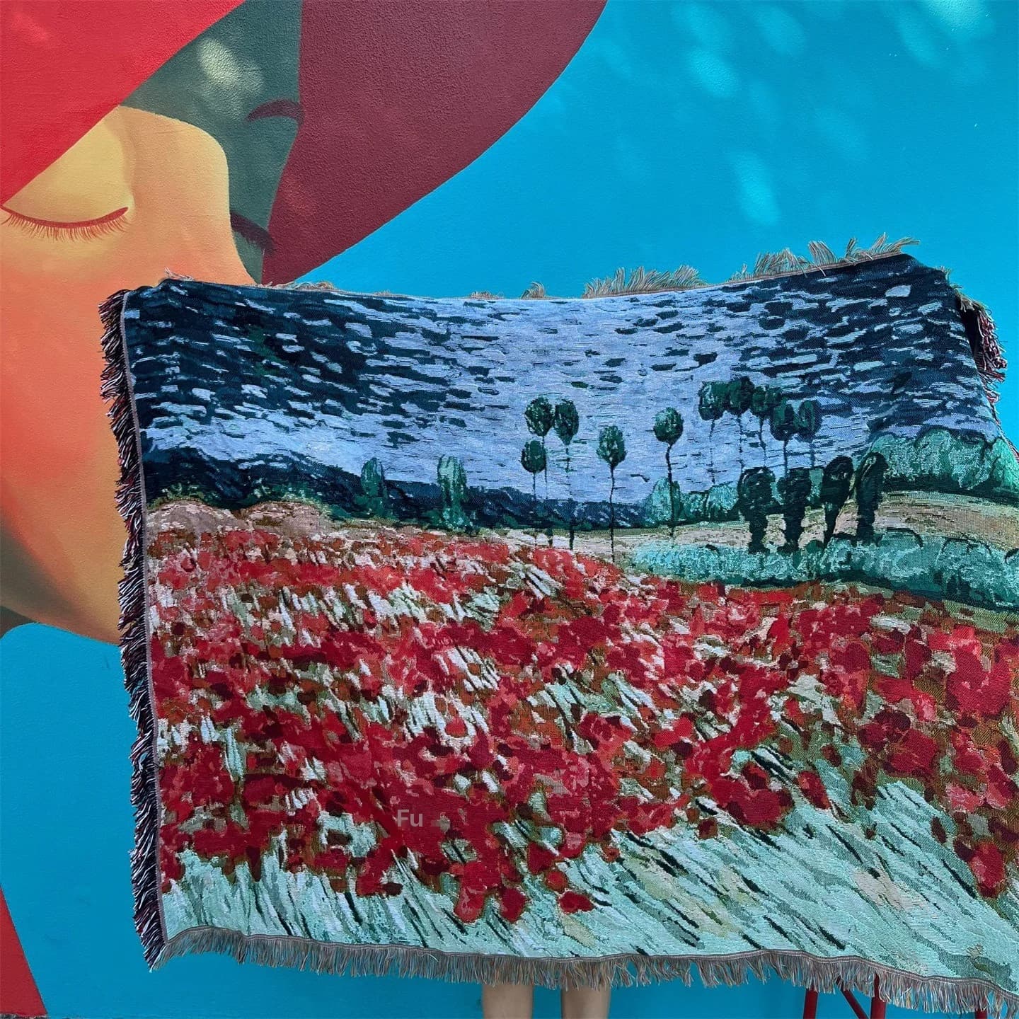 Plapă decorativă tip tapiserie cu imprimeu artistic – Amestec bumbac