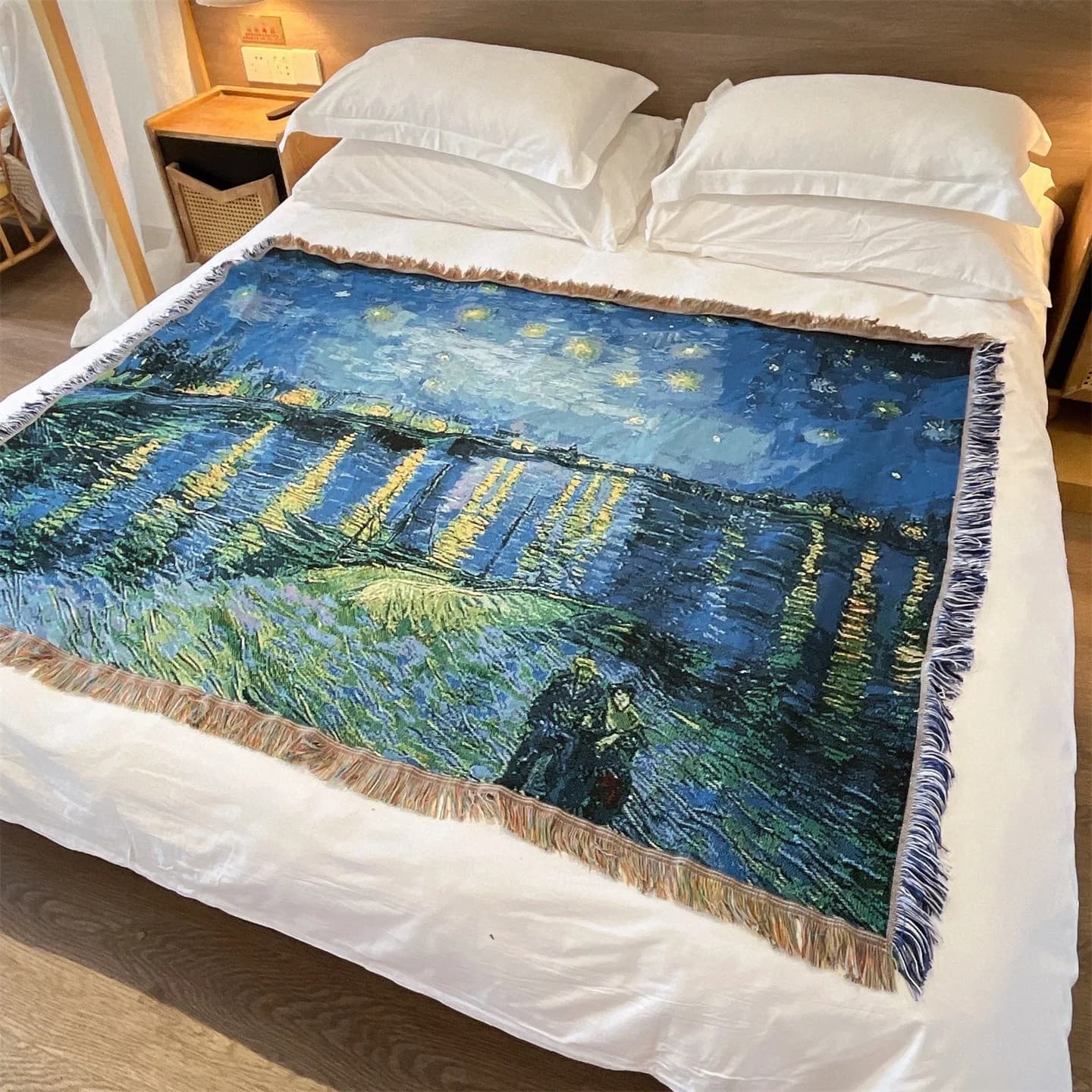 Pătură țesută tip Van Gogh pentru canapea, pat sau decor de perete 130x160cm