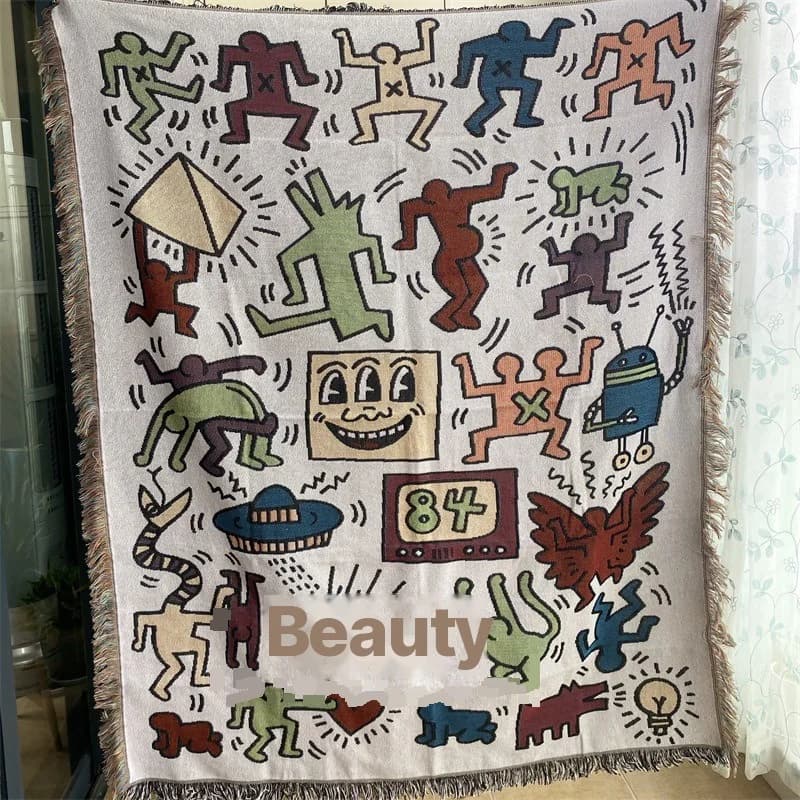 Pătură Decorativă Vintage, Amestec de Bumbac, Husă pentru Canapea sau Arazou
