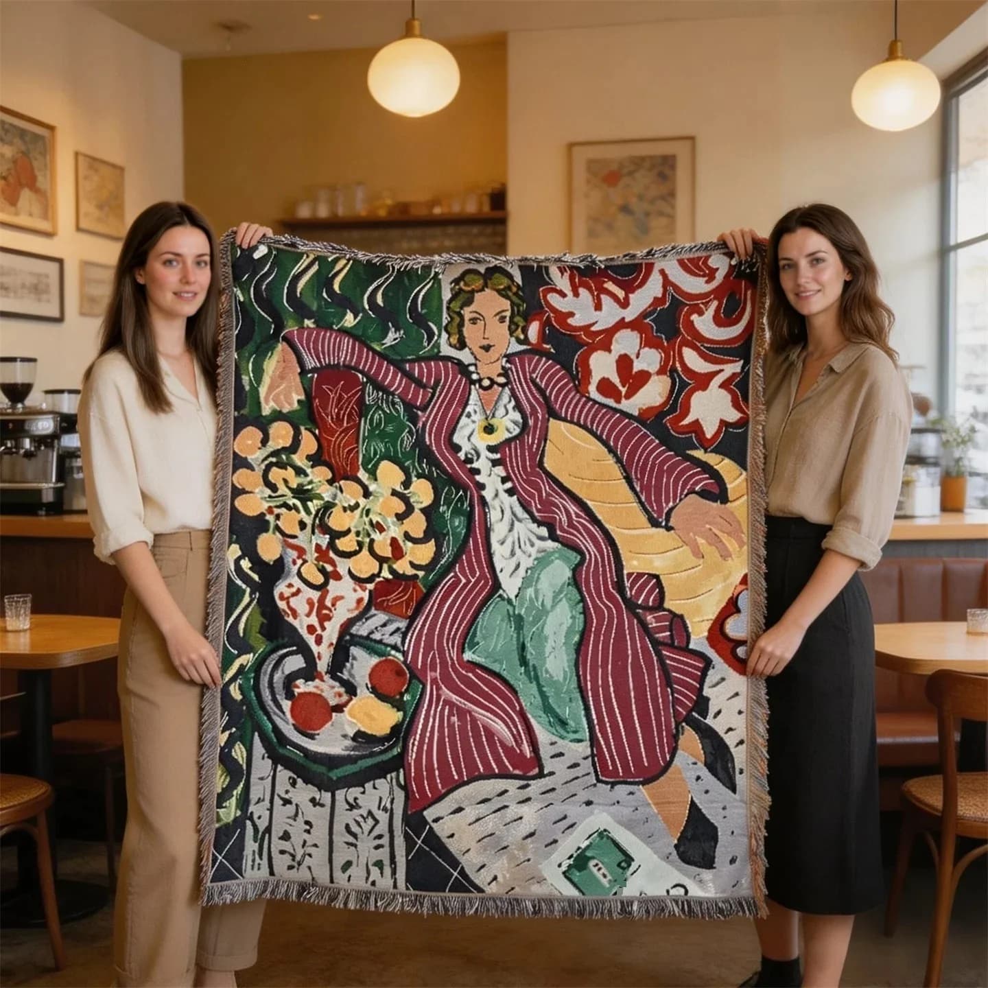 Pătură decorativă tip tapiserie, stil Matisse