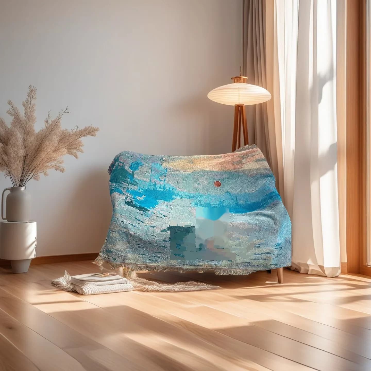 Pătură tip tapiserie în stil pictură în ulei pentru canapea sau decor de perete