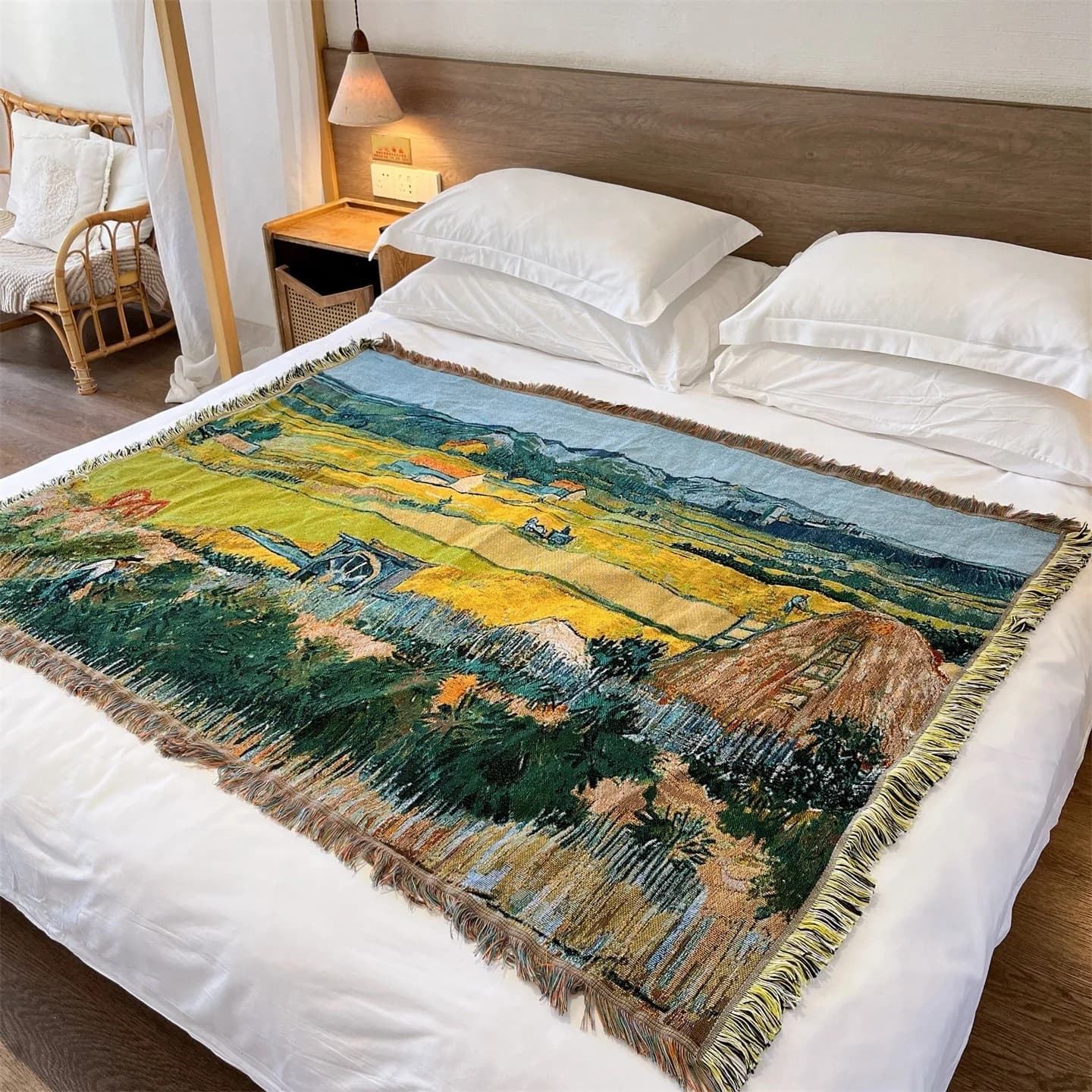 Pătură țesută tip Van Gogh pentru canapea, pat sau decor de perete 130x160cm