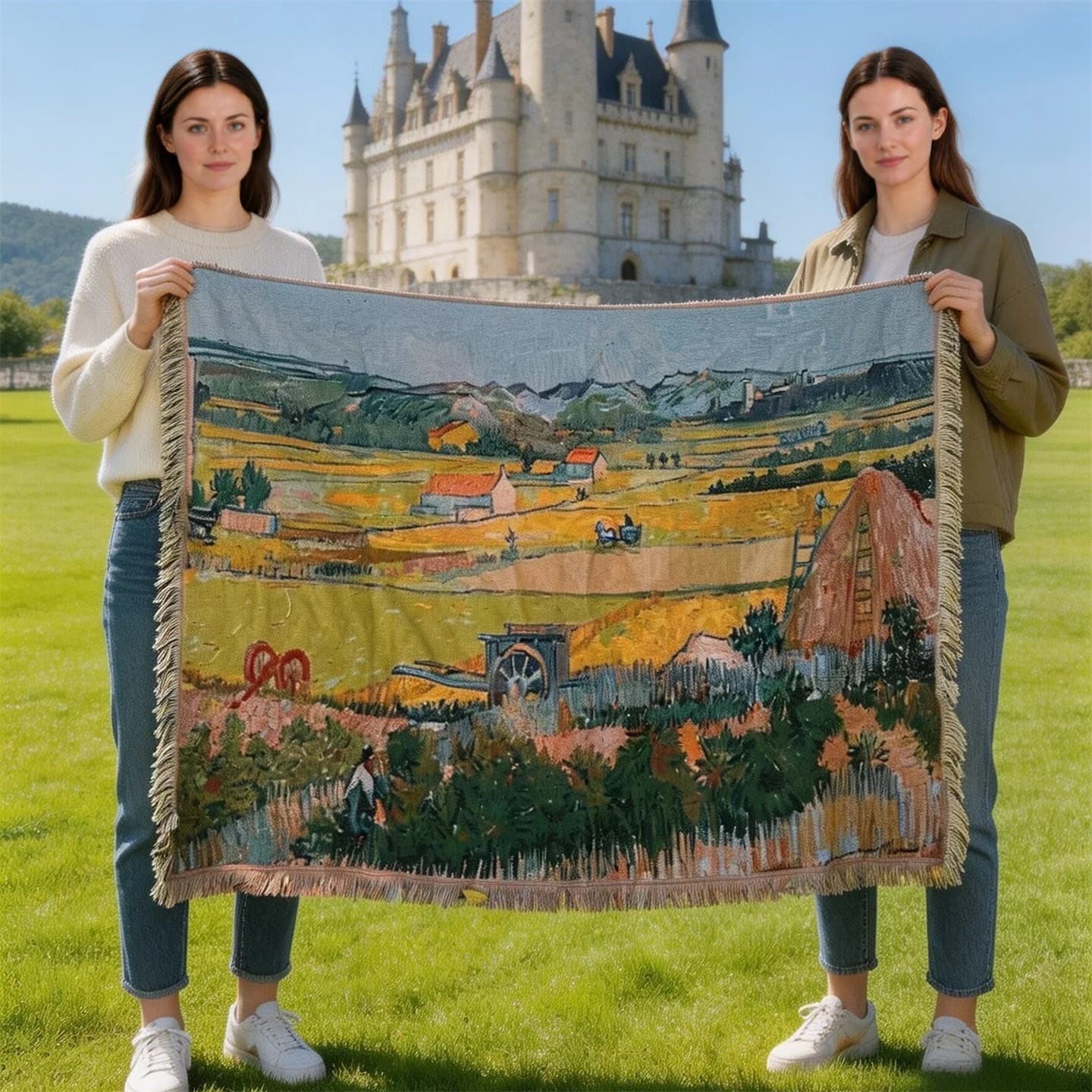 Pătură tip tapiserie țesută în stil Van Gogh pentru canapea sau decor de perete