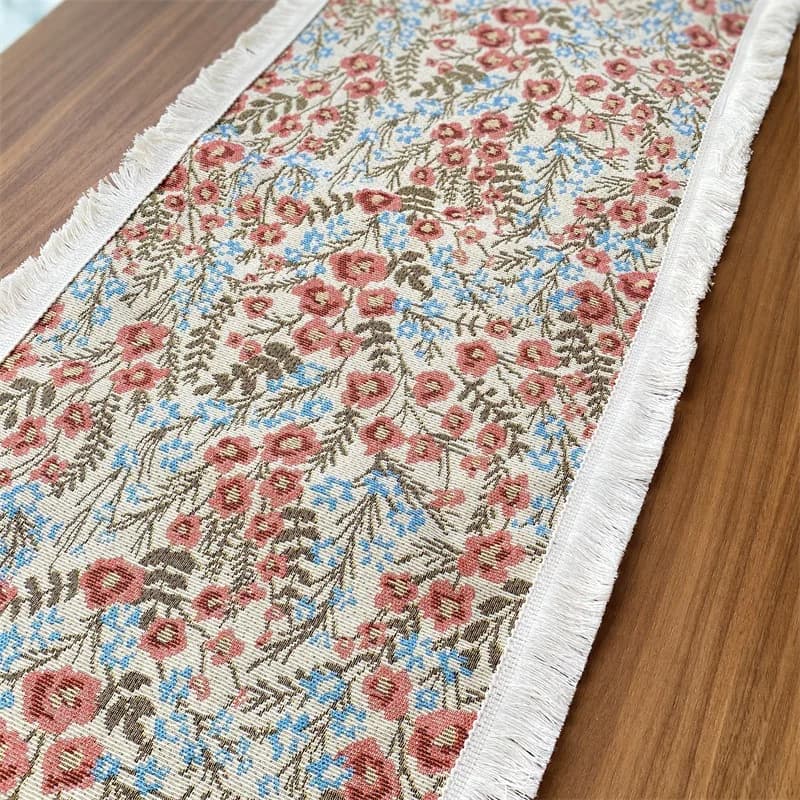 Față de masă florală din amestec de bumbac pentru decor