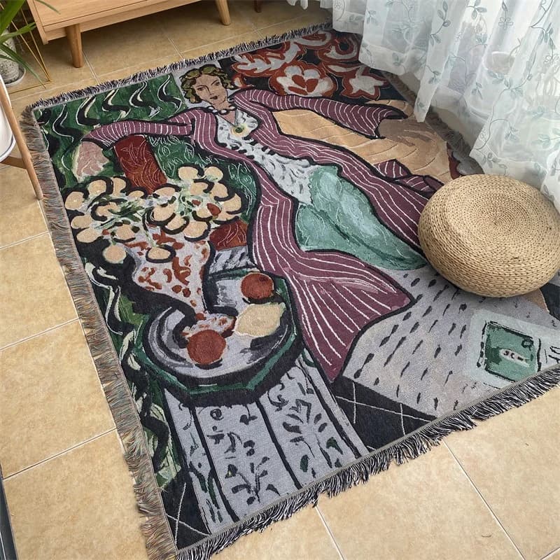 Pătură Decorativă Vintage, Amestec de Bumbac, Husă pentru Canapea sau Arazou