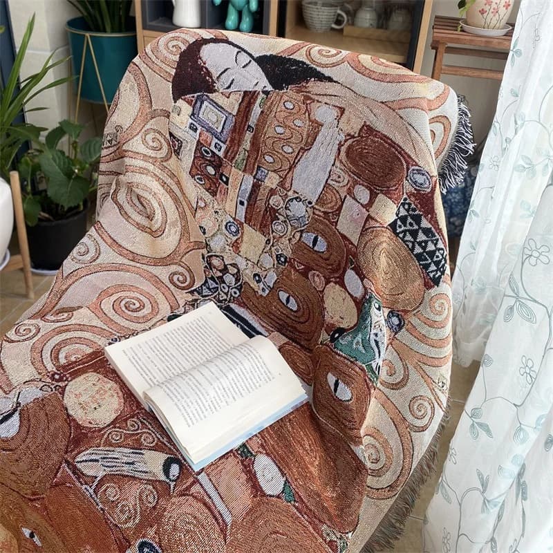 Pătură Decorativă Tip Arazou cu Imprimeu Artistic, pentru Canapea sau Perete