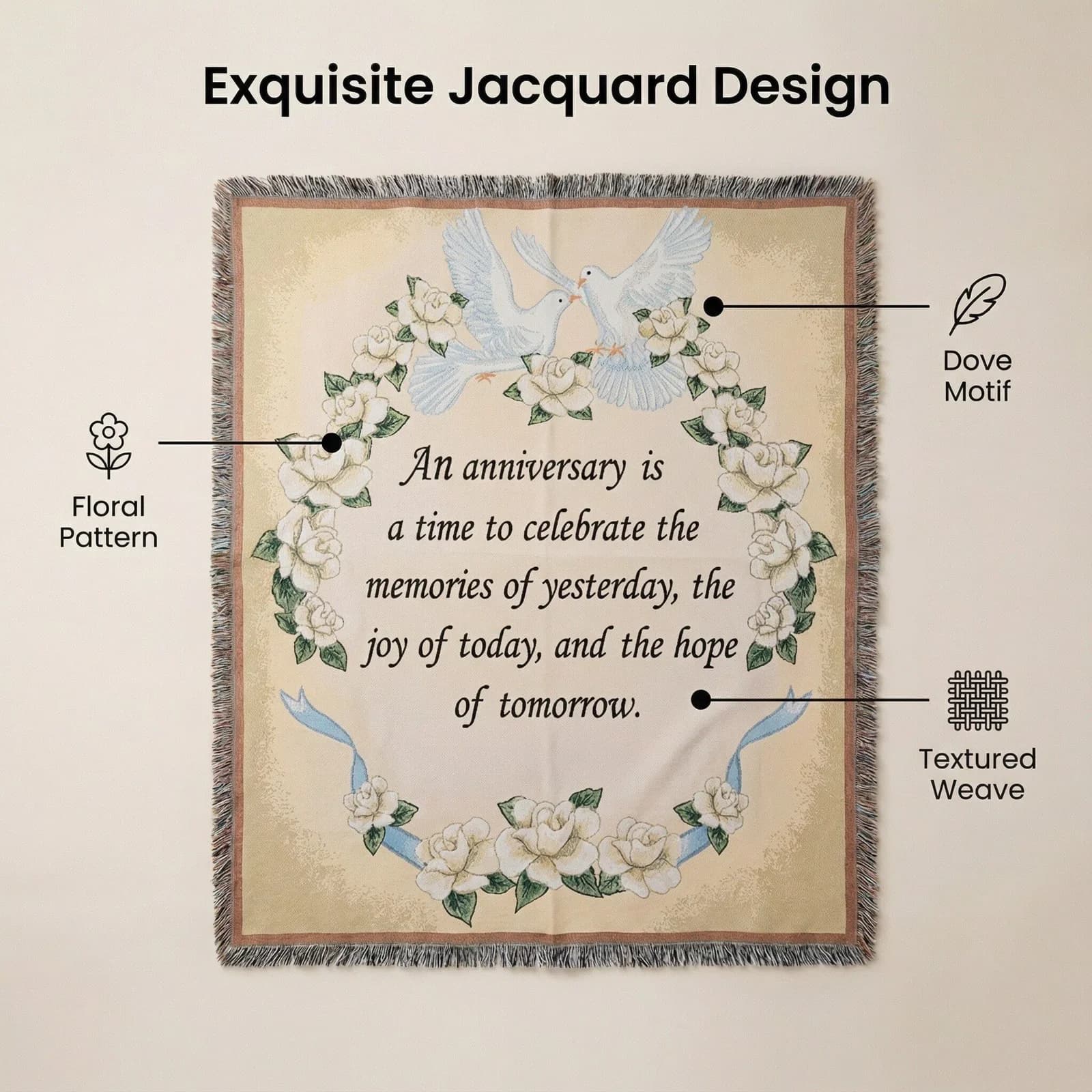 Pătură decorativă tip tapiserie, cu ciucuri, pentru canapea, pat sau perete