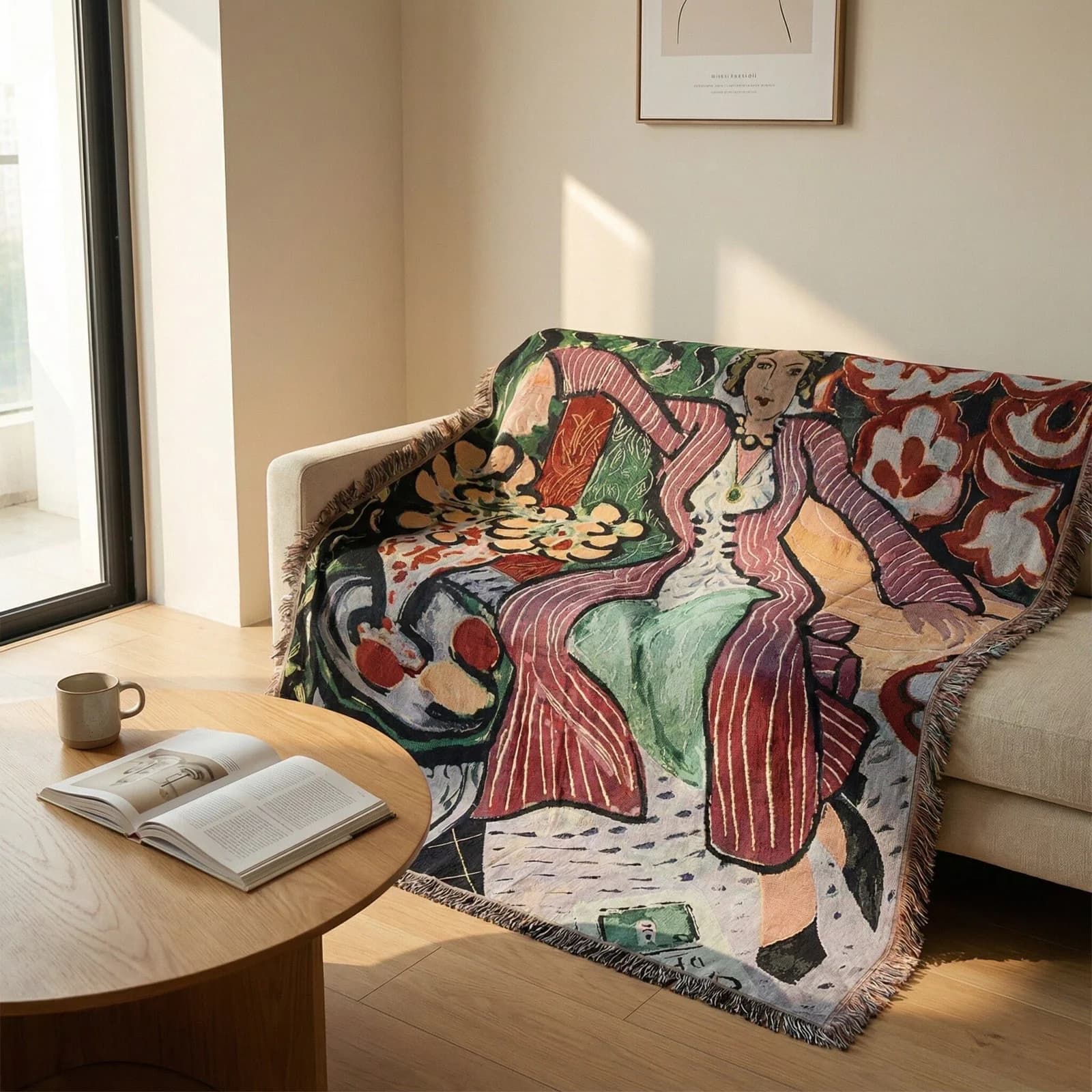 Pătură decorativă tip tapiserie, stil Matisse
