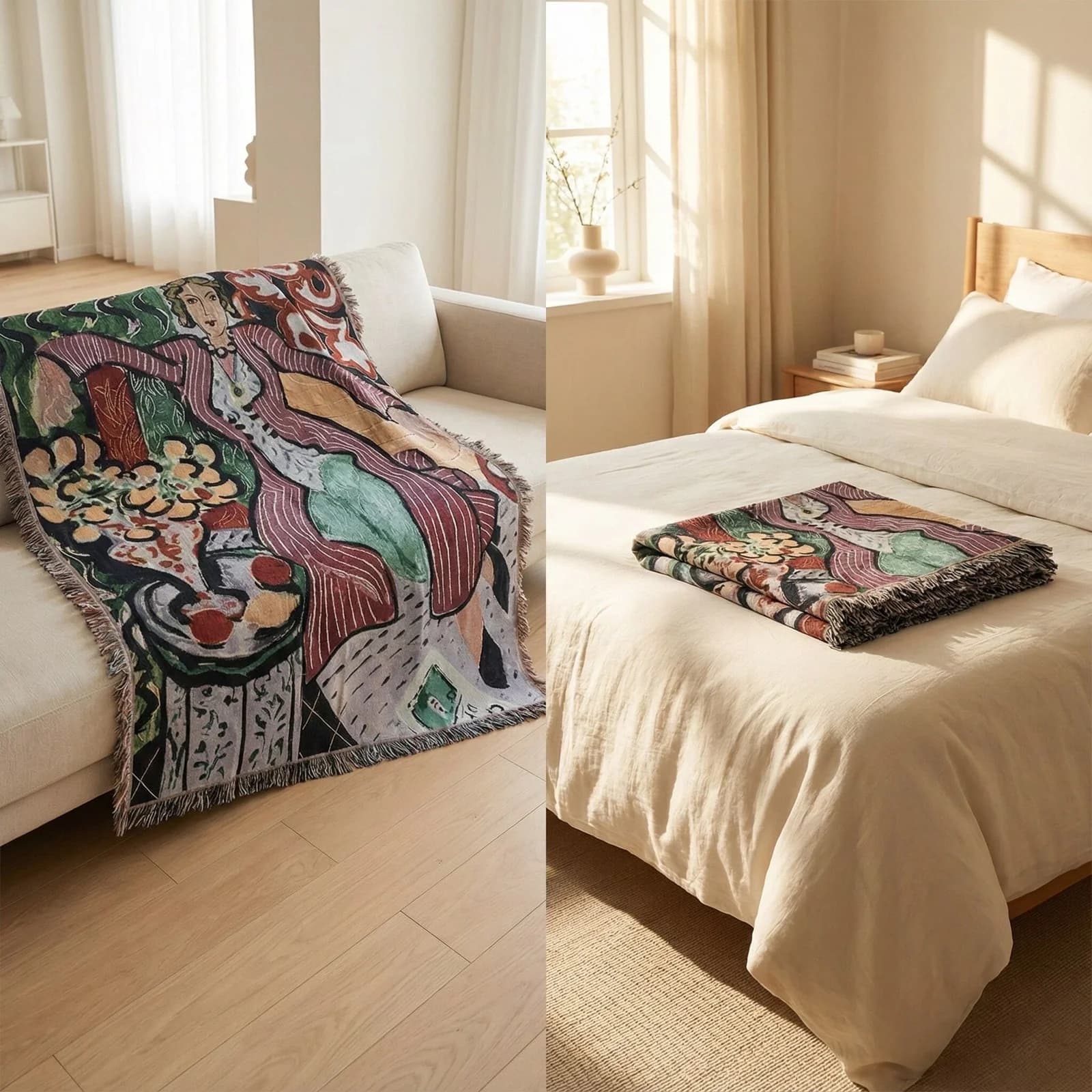 Pătură decorativă tip tapiserie, stil Matisse