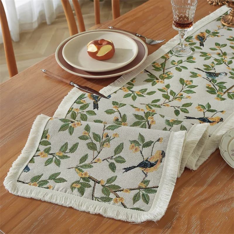 Feță de masă decorativă florală, bumbac și poliester
