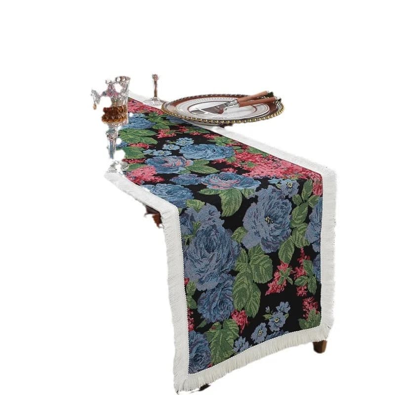 Feșă de masă stil nordic, cu imprimeu floral, decor pentru casă