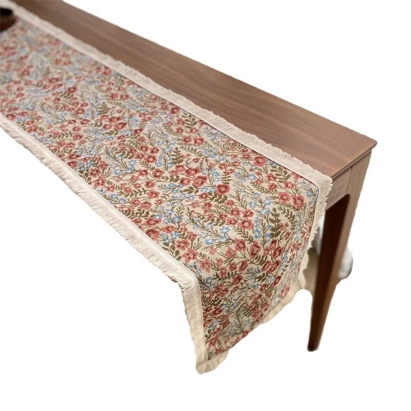 Față de masă florală din amestec de bumbac pentru decor
