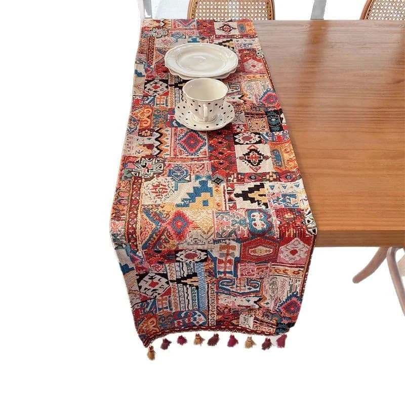 Feță de masă boemă din amestec de bumbac cu model geometric